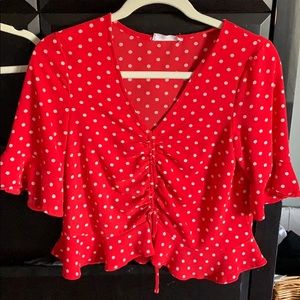 polka dot blouse